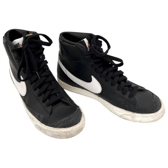 NIKE • Black & White High Top Blazer Mid '77 Vintage Unisex Sneakers Shoes - Picture 7 of 11